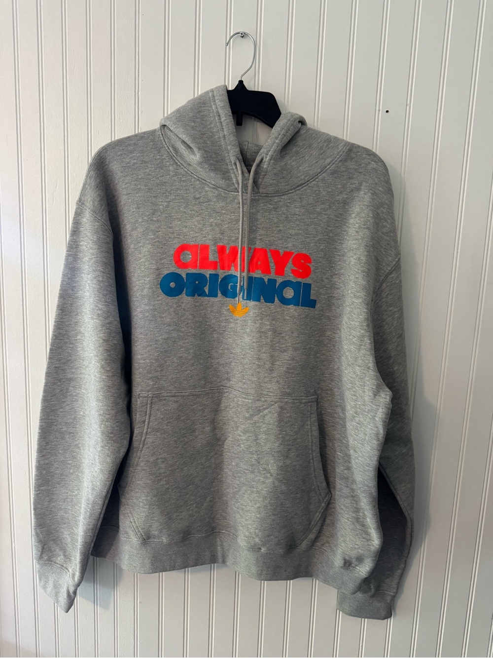 adidas Grey Hoodie with Red & Blue 'Always Original' Logo